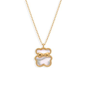 Bear Necklace with Bow in 18k Gold Plated 925 Sterling Silver with Crystal-Necklaces-GULI GULI