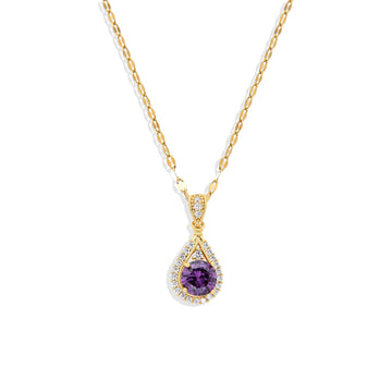 Beautiful Purple Zircon Drop Pendant Necklace-Necklaces-NEW WEI