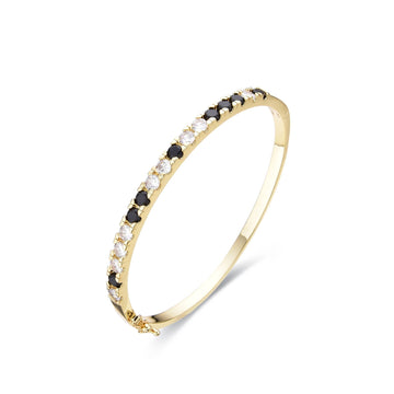 Black Bangle 18k Gold Fashion with Zircons-Bracelets-LANDCICA