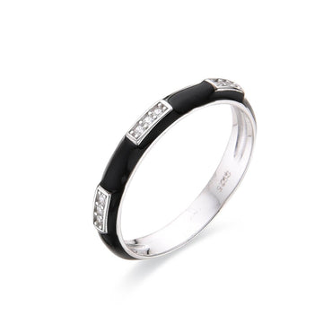 Black Ring 925 Sterling Silver with Micro Zircons-Rings-GULI GULI