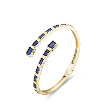 Blue Bangle 18k Gold Fashion Adjustable with Zircons-Bracelets-LANDCICA