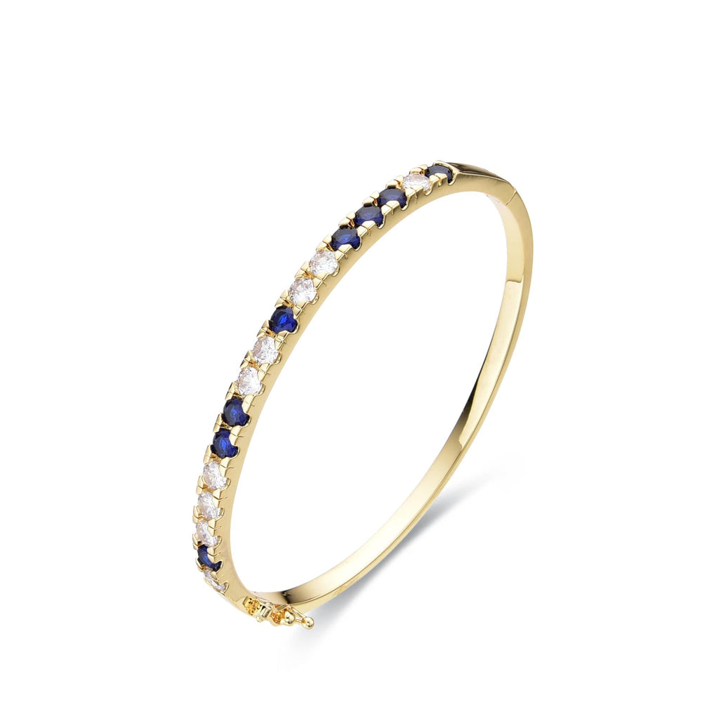 Blue Bangle 18k Gold Fashion with Zircons-Bracelets-LANDCICA