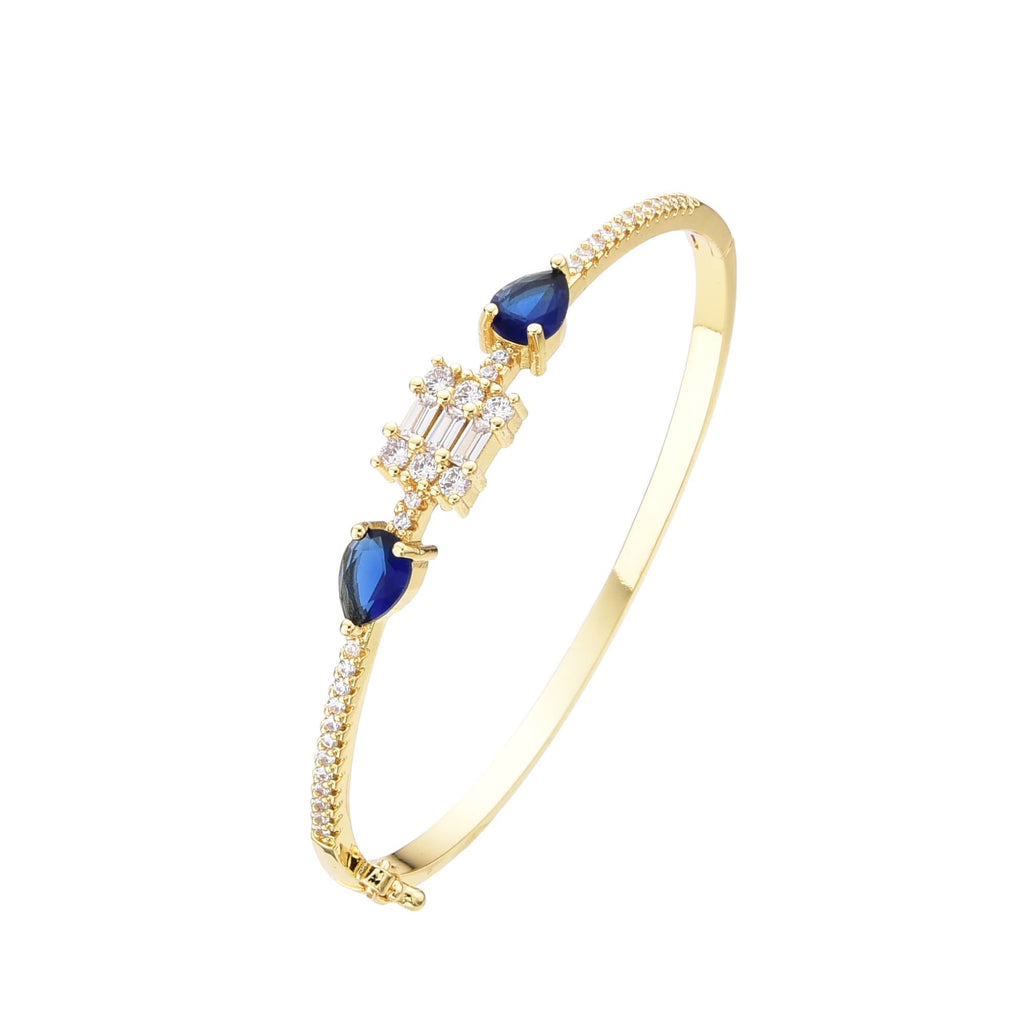 Blue Bracelet 18k Gold Fashion with Clear Zircons Drop-Bracelets-LANDCICA