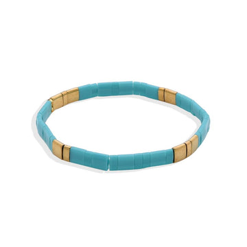 Blue Miyuki Elastic Thread Bracelet.-Bracelets-BOJO