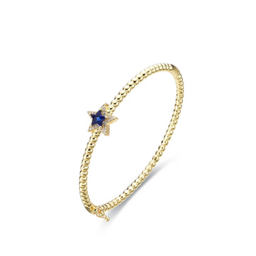 Blue Star Bangle 18k Gold Fashion with Zircons-Bracelets-LANDCICA