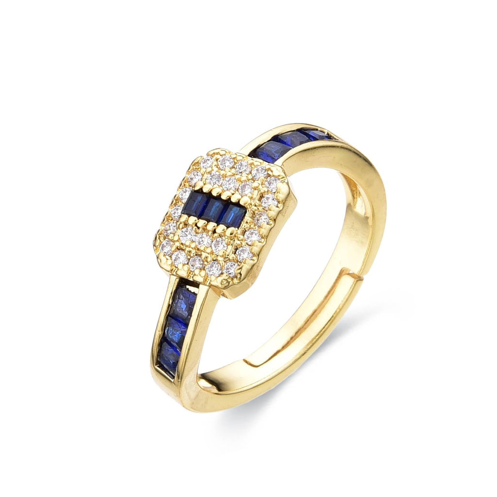 Blue Zircons Ring 18k Gold Fashion Adjustable-Rings-LANDCICA