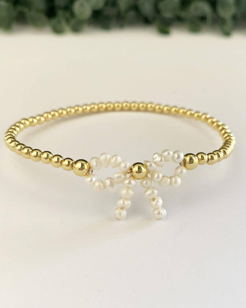 Bow Bracelet with Gold Filled Cultured Pearls-Bracelets-Vila veloni corp