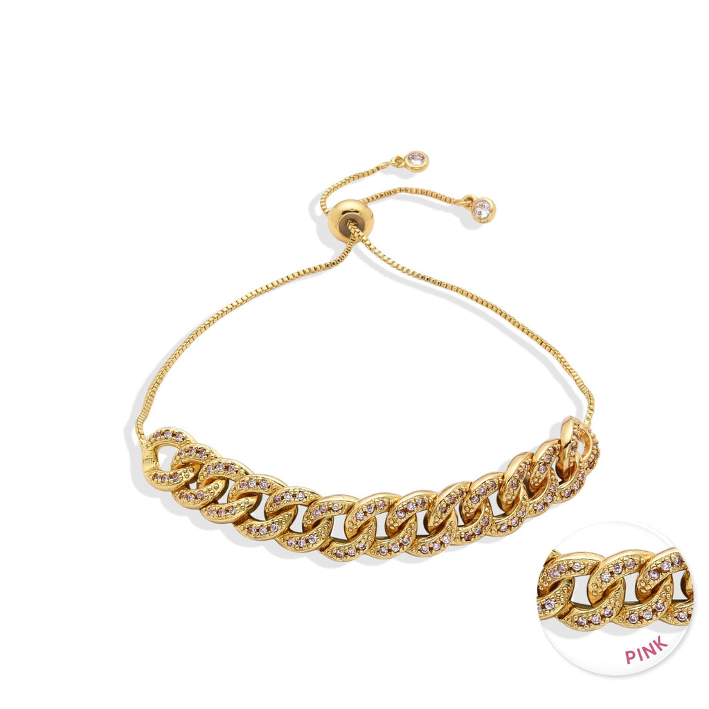 Bracelet Adjustable with Micro Zirconias and Chain Design-Bracelets-LANDCICA