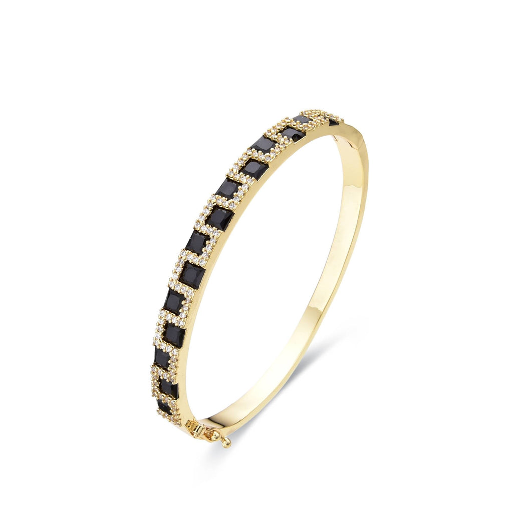 Bracelet Black Gold Fashion with Gold Plated and Clear Zirconia-Bracelets-LANDCICA