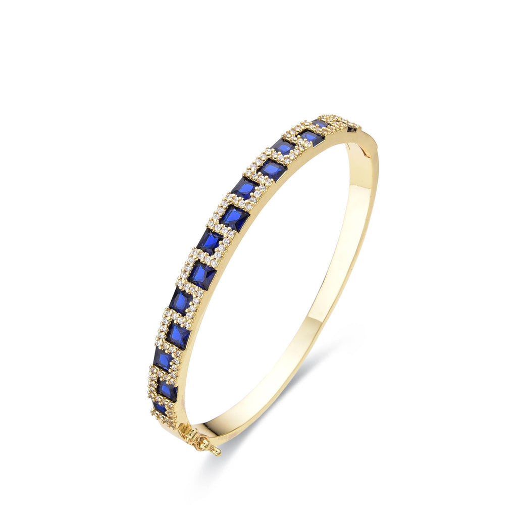 Bracelet Blue Gold Fashion with Gold Plated and Clear Zirconia-Bracelets-LANDCICA