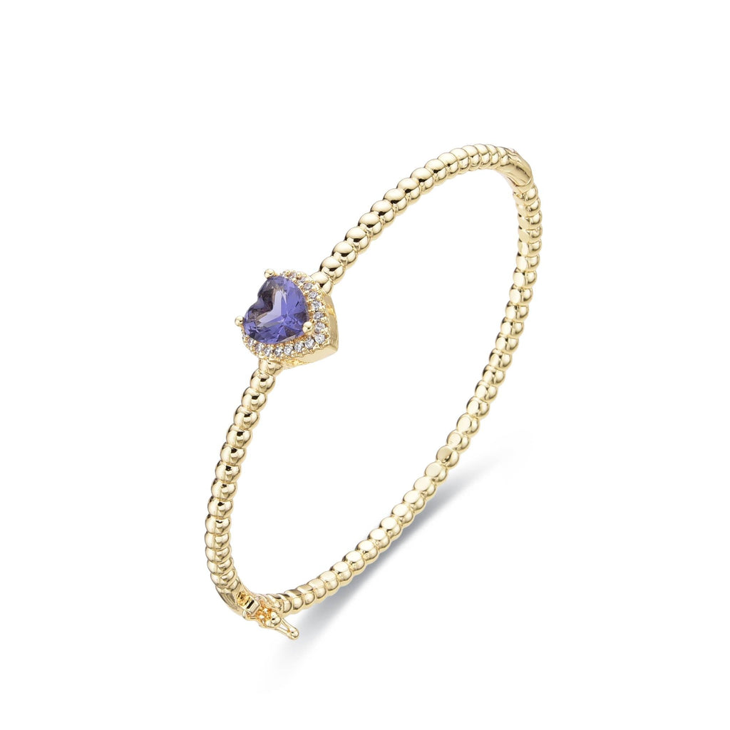 Bracelet Blue Heart in 18k Gold Fashion Clear Zircons-Bracelets-LANDCICA