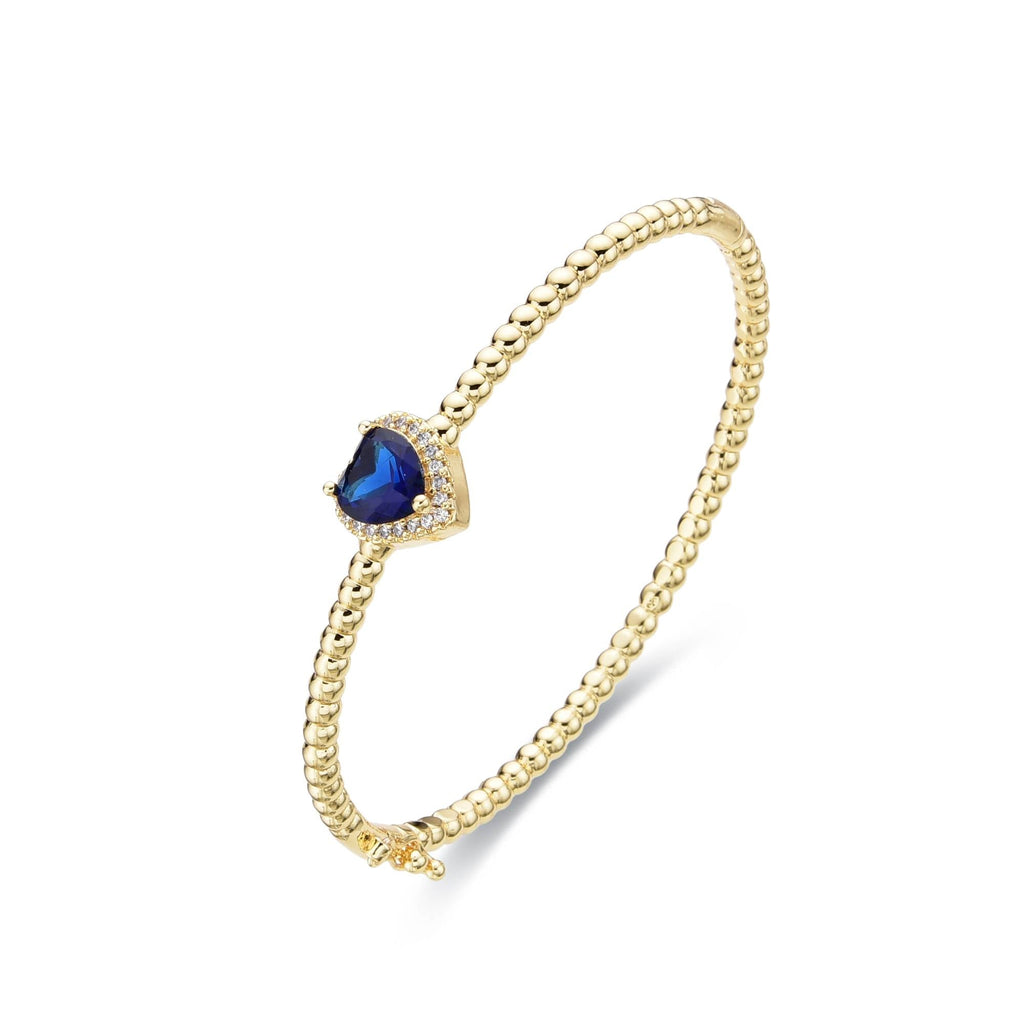 Bracelet Blue Heart in 18k Gold Fashion Clear Zircons-Bracelets-LANDCICA