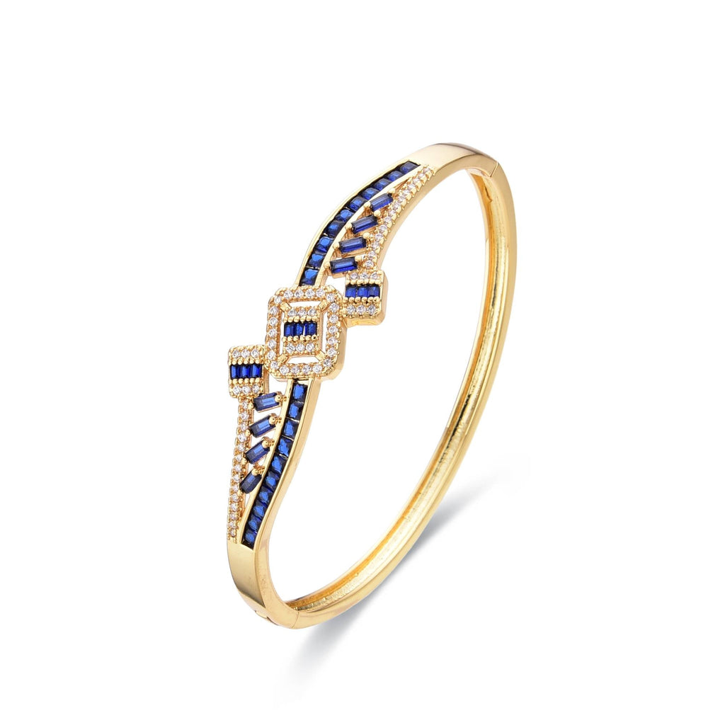 Bracelet Blue in Gold Fashion with Clear Zirconia-Bracelets-LANDCICA