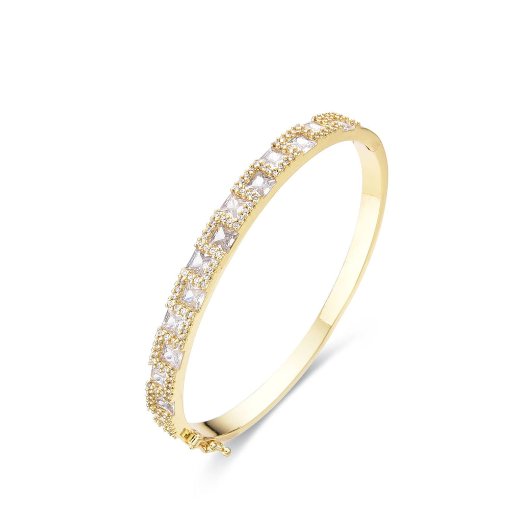 Bracelet Gold Fashion with Gold Plated and Clear Zirconia-Bracelets-LANDCICA