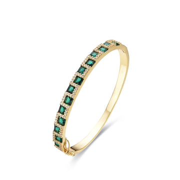 Bracelet Green Gold Fashion with Gold Plated and Clear Zirconia-Bracelets-LANDCICA