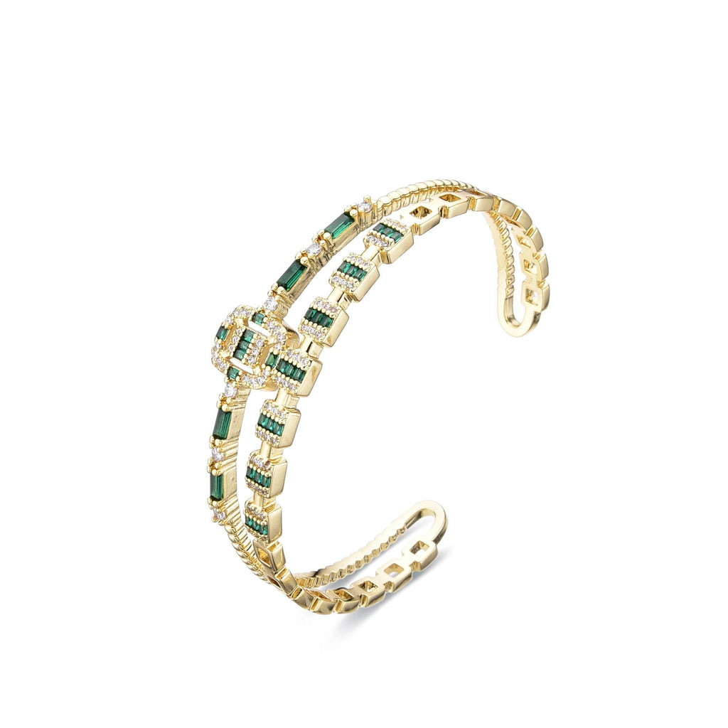 Bracelet Green in 18k Gold Fashion Adjustable and Clear Zirconia-Bracelets-LANDCICA