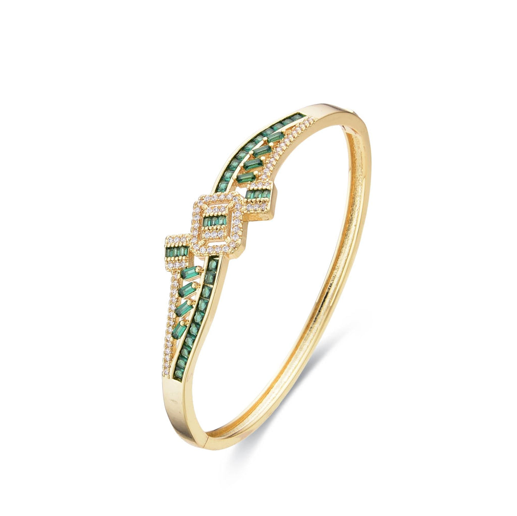 Bracelet Green in Gold Fashion with Clear Zirconia-Bracelets-LANDCICA