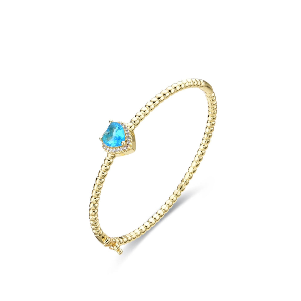 Bracelet Light Blue Heart in 18k Gold Fashion Clear Zirconia-Bracelets-LANDCICA