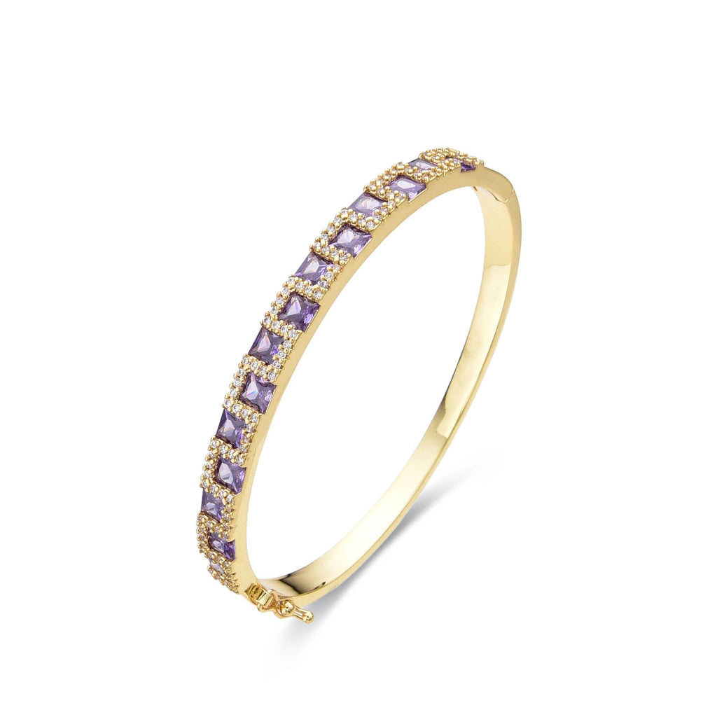 Bracelet Purple Gold Fashion with Gold Plated and Clear Zirconia-Bracelets-LANDCICA