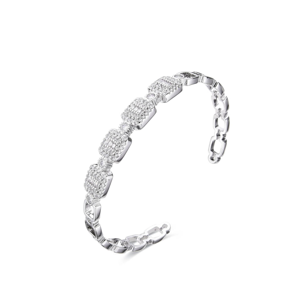 Bracelet Silver Fashion Adjustable with Micro Zirconias-Bracelets-LANDCICA