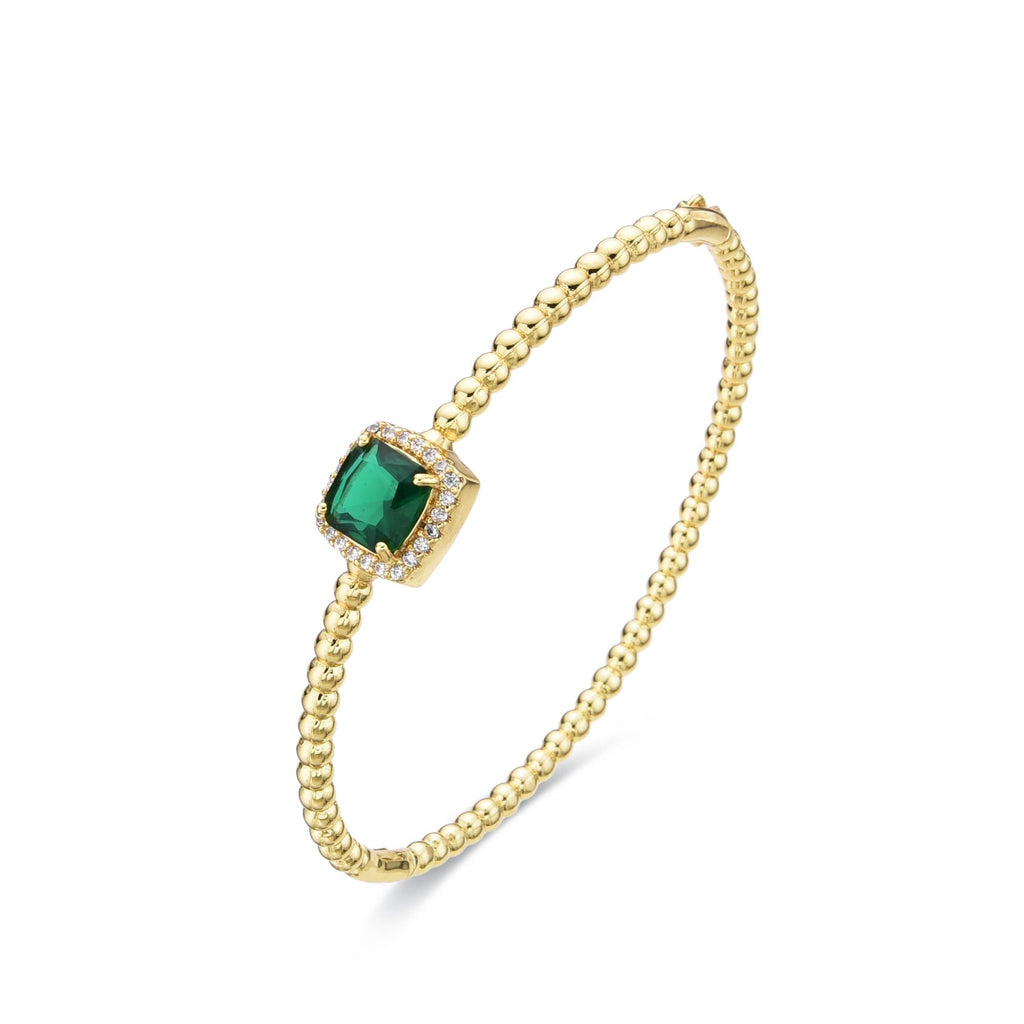 Bracelet Square Green Zircon 18k Gold Fashion-Bracelets-LANDCICA