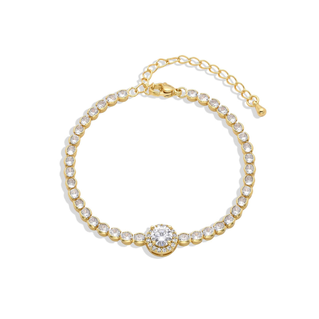 Bracelet Zircons Clear in 18k Gold Fashion-Bracelets-LANDCICA