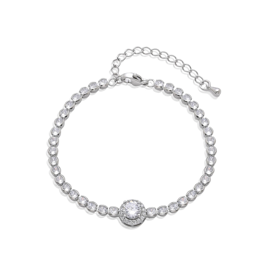 Bracelet Zircons Clear in Silver Fashion-Bracelets-LANDCICA