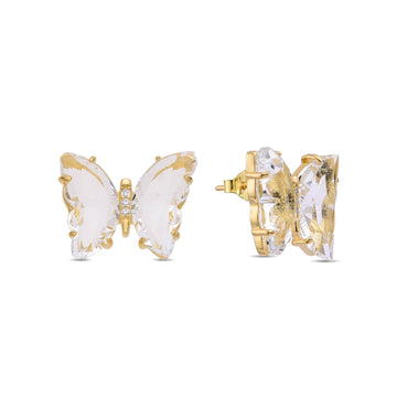 Butterfly Earrings with Zirconia in 925 Silver and 18k Gold Plated-Earrings-GULI GULI