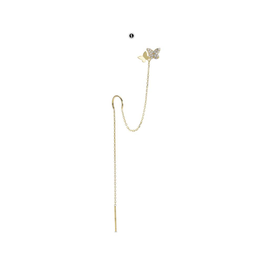 Butterfly-shaped Ear Cuff Earring Drop Sterling Silver 18K Gold Plated Micro zircons-Earrings-GULI GULI