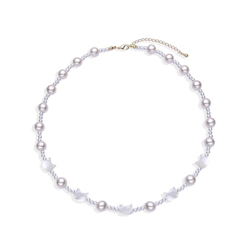 Cat Choker with Pearls in Gold Filled-Necklaces-NEW WEI