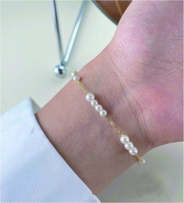 Chain Bracelet with Pearls in 925 Silver and 18k Gold Plating-Bracelets-GULI GULI