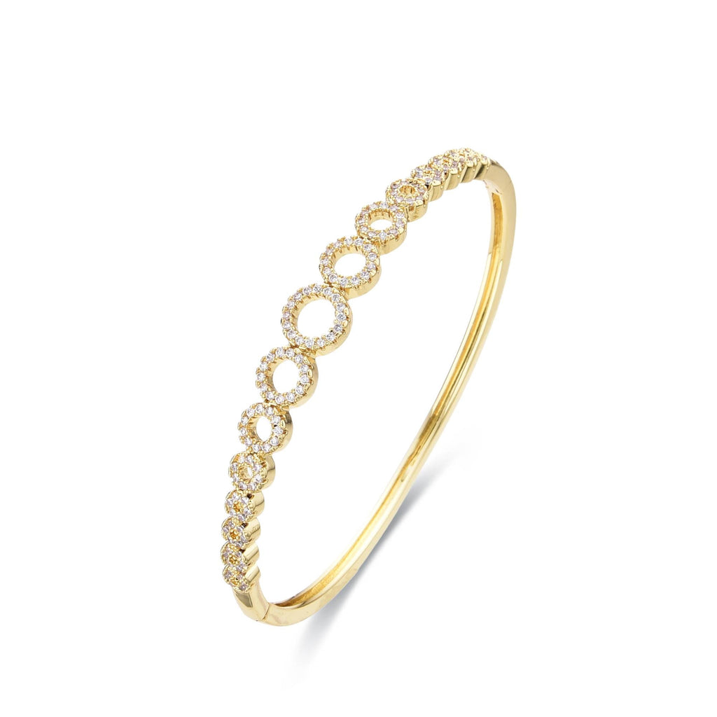 Circle Bangle 18k Gold Fashion with Clear Zircons-Bracelets-LANDCICA