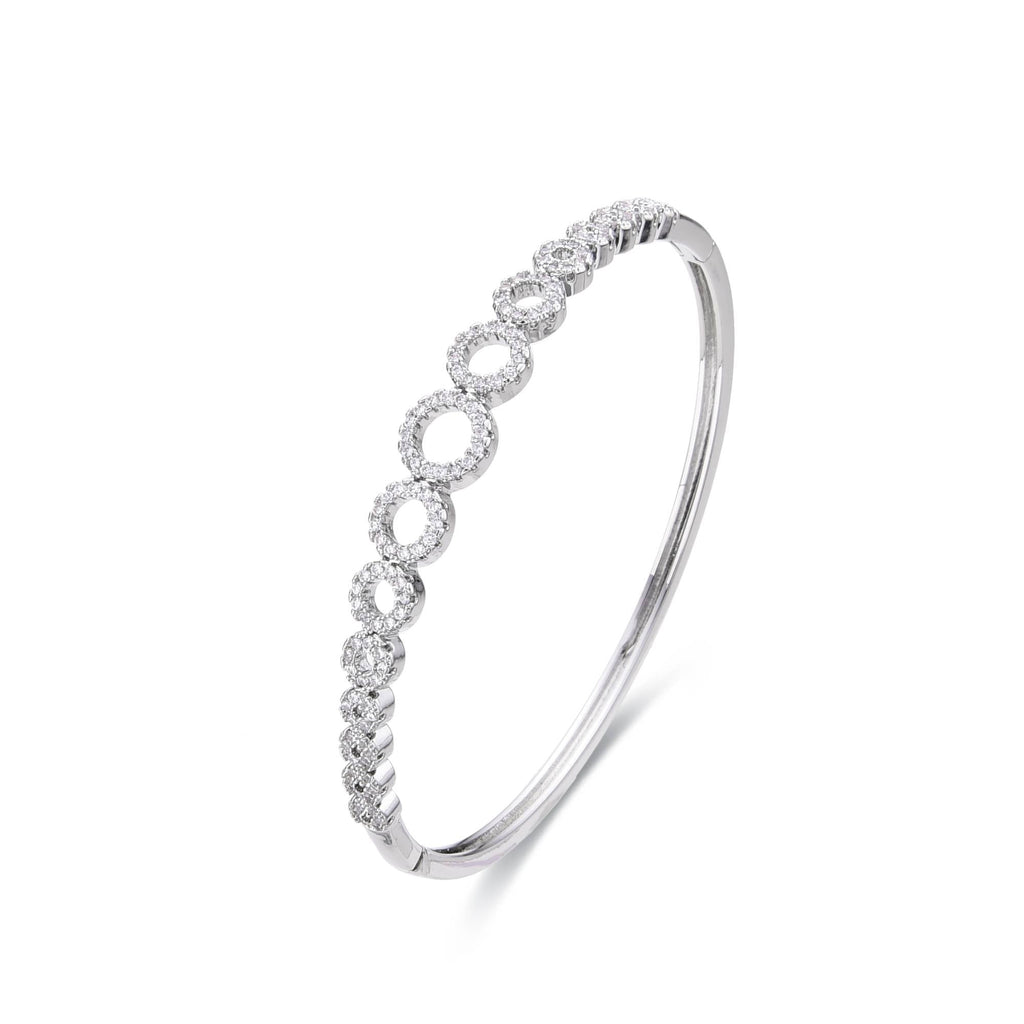 Circle Bangle Silver Fashion with Clear Zircons-Bracelets-LANDCICA