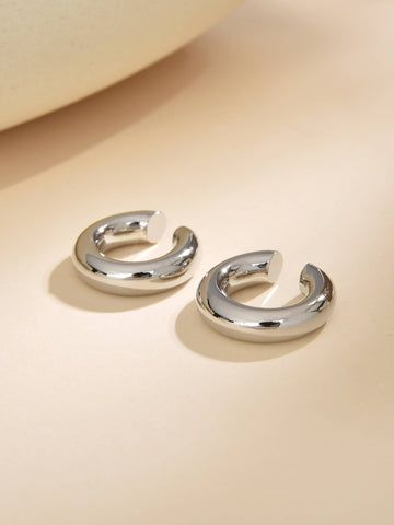 Classic Hoop Earcuff in Silver Cooper-Earrings-ZIRCONIA