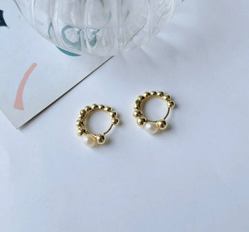 Classic Hoop Earrings with Pearls in 925 Silver and 18k Gold Plated-Earrings-GULI GULI