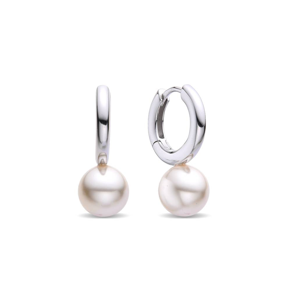 Classic Pearl Huggie Sterling Silver Earrings: Modern Beauty.-Earrings-GULI GULI