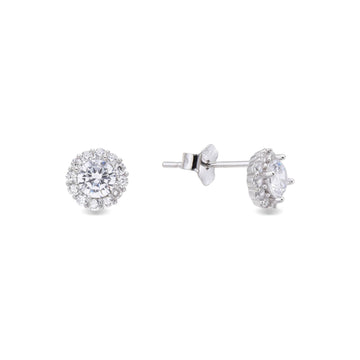 Classic Sterling Silver Faceted Zirconia Earrings-Earrings-GULI GULI