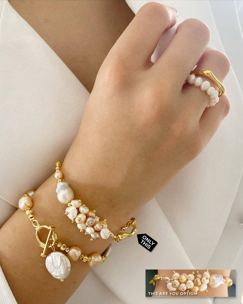 Cooper Bracelet with Pearls and 18k Gold Plating-Bracelets-YIWU SHUO QIPEARL