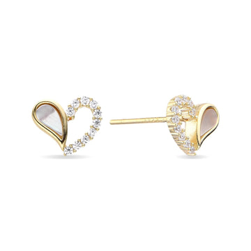 Crystal Heart Earrings in 18k Gold Plated 925 Sterling Silver with Zircons-Earrings-GULI GULI