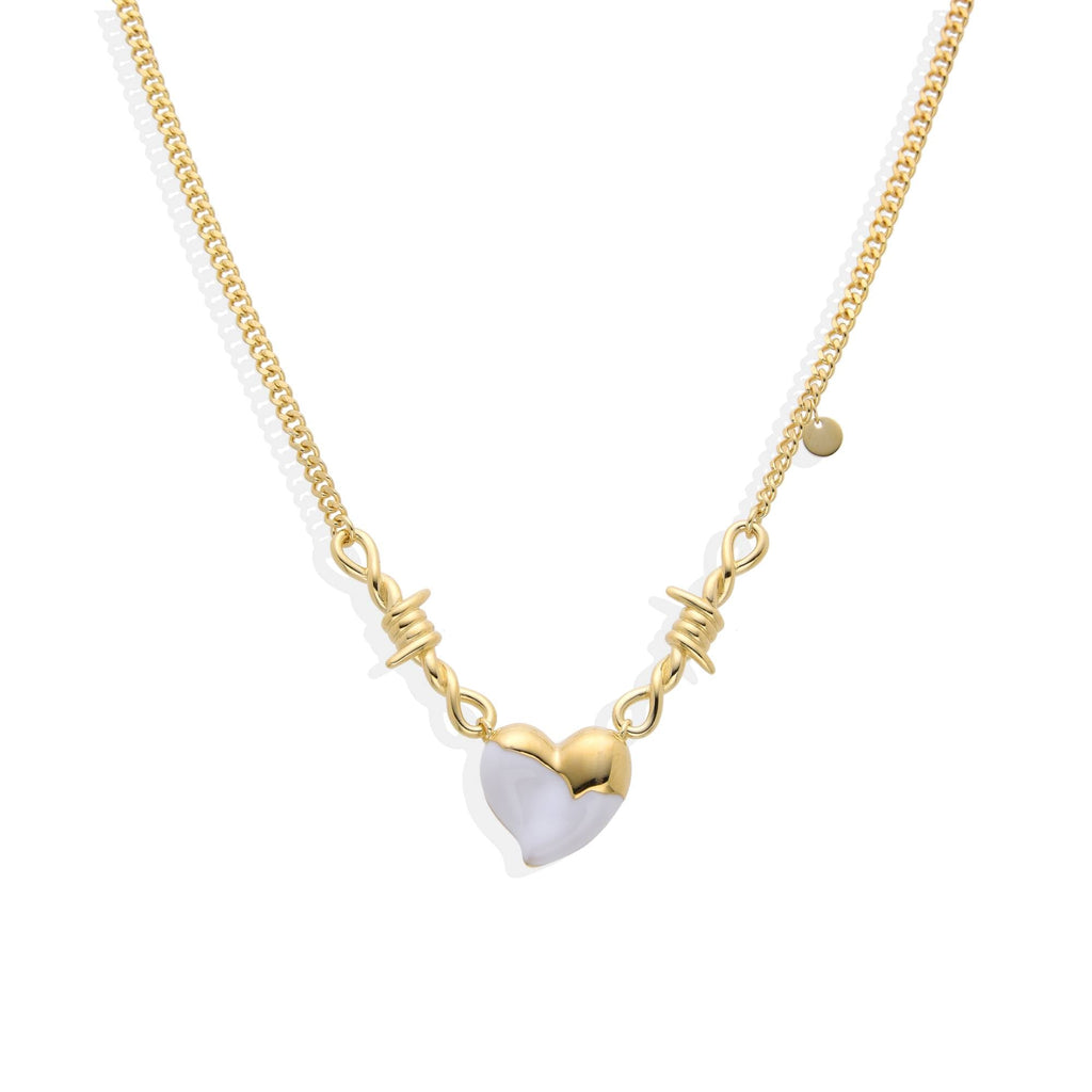 Crystal Heart Necklace in 18k Gold Plated 925 Sterling Silver-Necklaces-GULI GULI