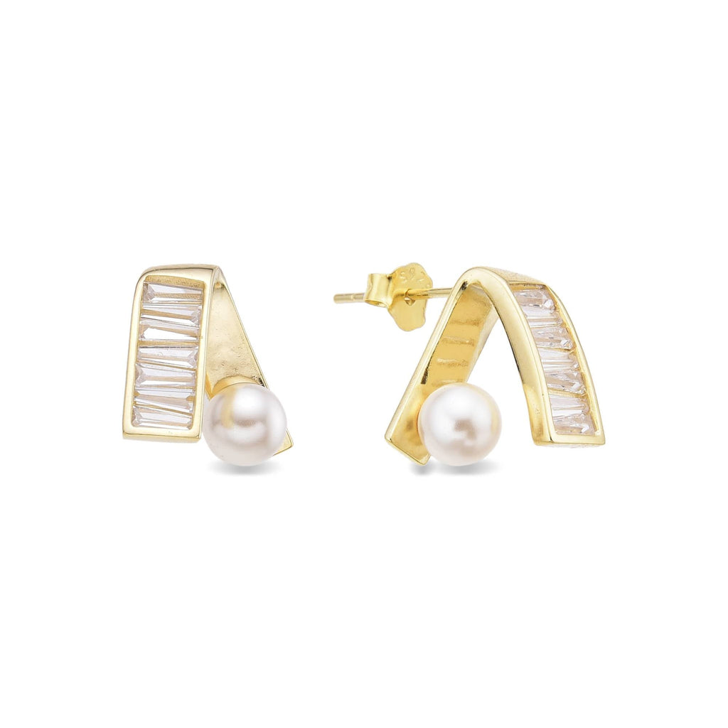 Curved 18k Gold Plated Sterling Silver Stud Earrings: Perfect for Every Day-Earrings-GULI GULI