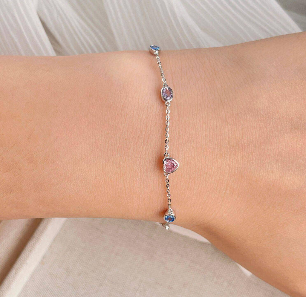 Delicate 925 Silver Bracelet with Multicolor Zirconias-Bracelets-GULI GULI