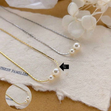 Delicate 925 Silver Necklace with Cultured Pearl and 18k Gold Plating-Necklaces-GULI GULI