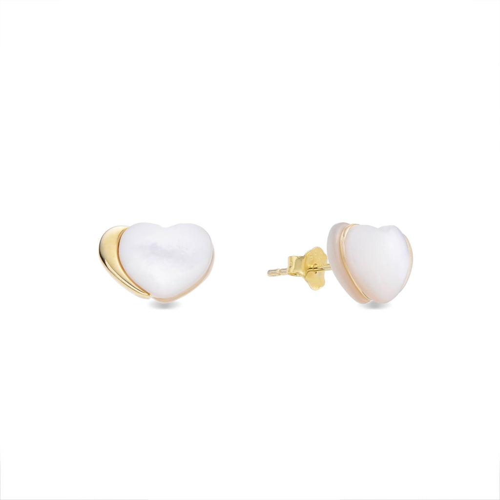 Delicate Sterling Silver Heart Earrings with Mother-of-Pearl-Earrings-GULI GULI