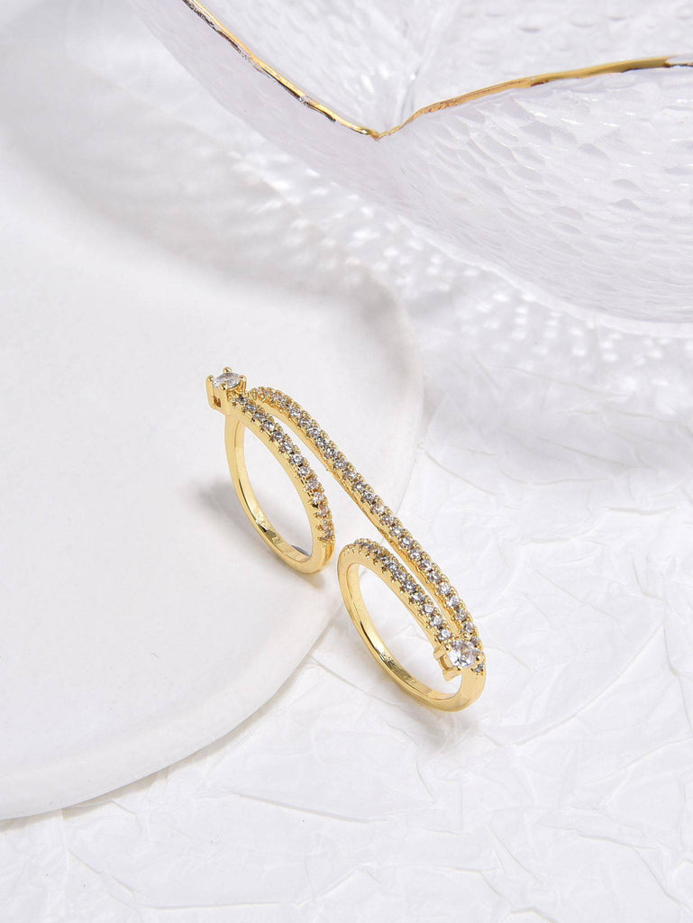 Double Ring with 18k Gold Plating and Micro Zirconiasng-Rings-Vila veloni corp