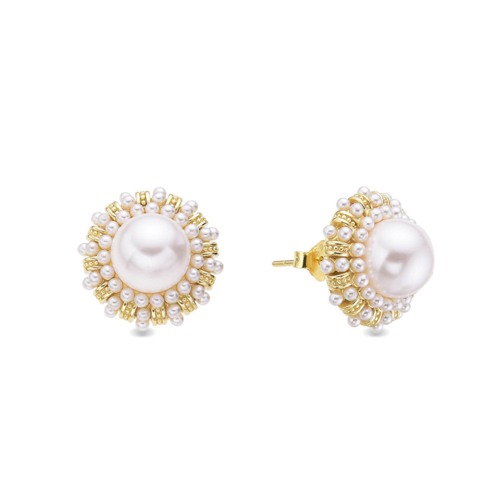 Earrings 18k Gold Plated 925 Sterling Silver Beautiful Pearl-Earrings-GULI GULI