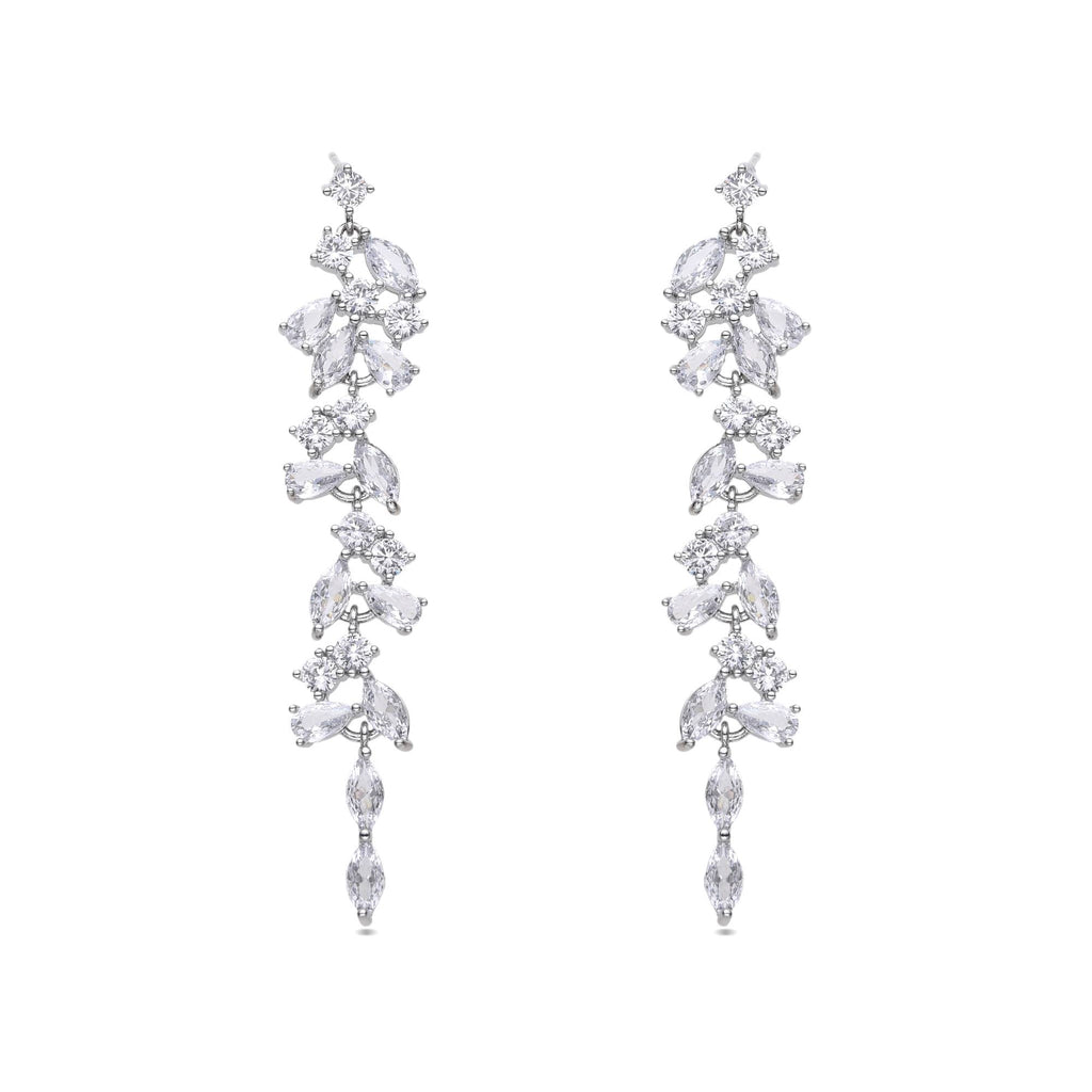 Earrings Silver Fashion Luxurious with Clear Zircon Drops-Earrings-NEW WEI