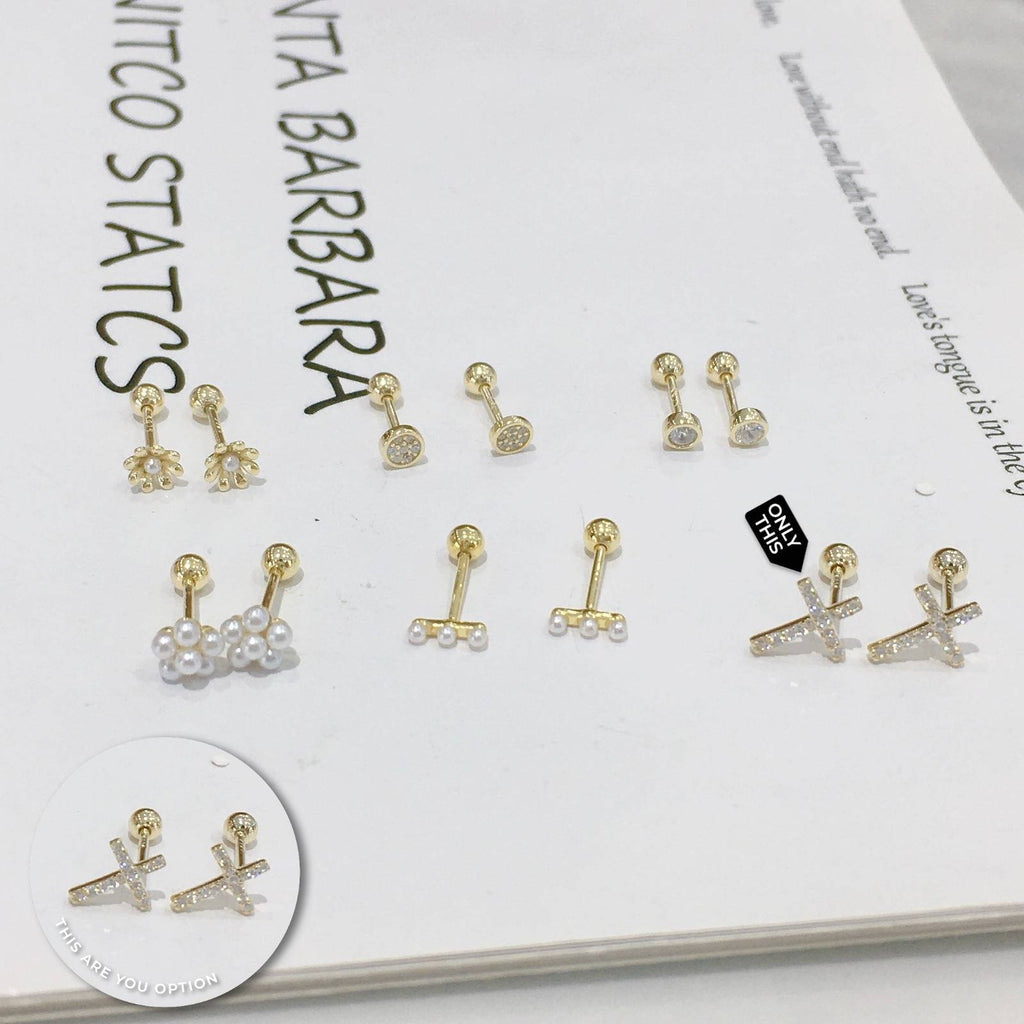 Earrings with Cross Design with Micro Zirconia in 925 Silver and 18k Gold Plated-Earrings-GULI GULI