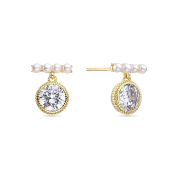 Earrings with Zircon in 925 Sterling Silver 18k Gold Plated with Pearls-Earrings-GULI GULI