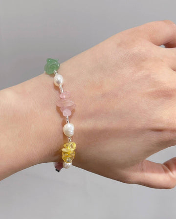 Elegant 925 Silver Bracelet with Multicolor Gemstones and Cultured Pearls-Bracelets-GULI GULI